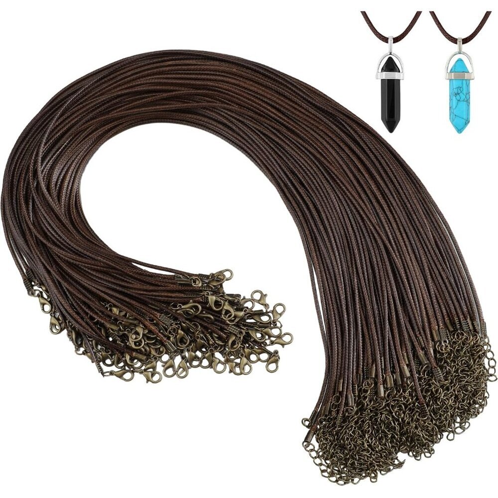 100 Pieces Waxed Leather Necklace Cord Bulk with Clasp Colorful Necklace Bracele